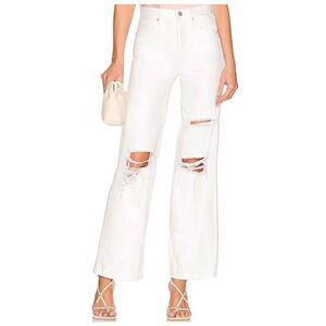 Franklin Ribcage Optic White Wide Leg Jean by Blank NYC Sz 26 31" Inseam